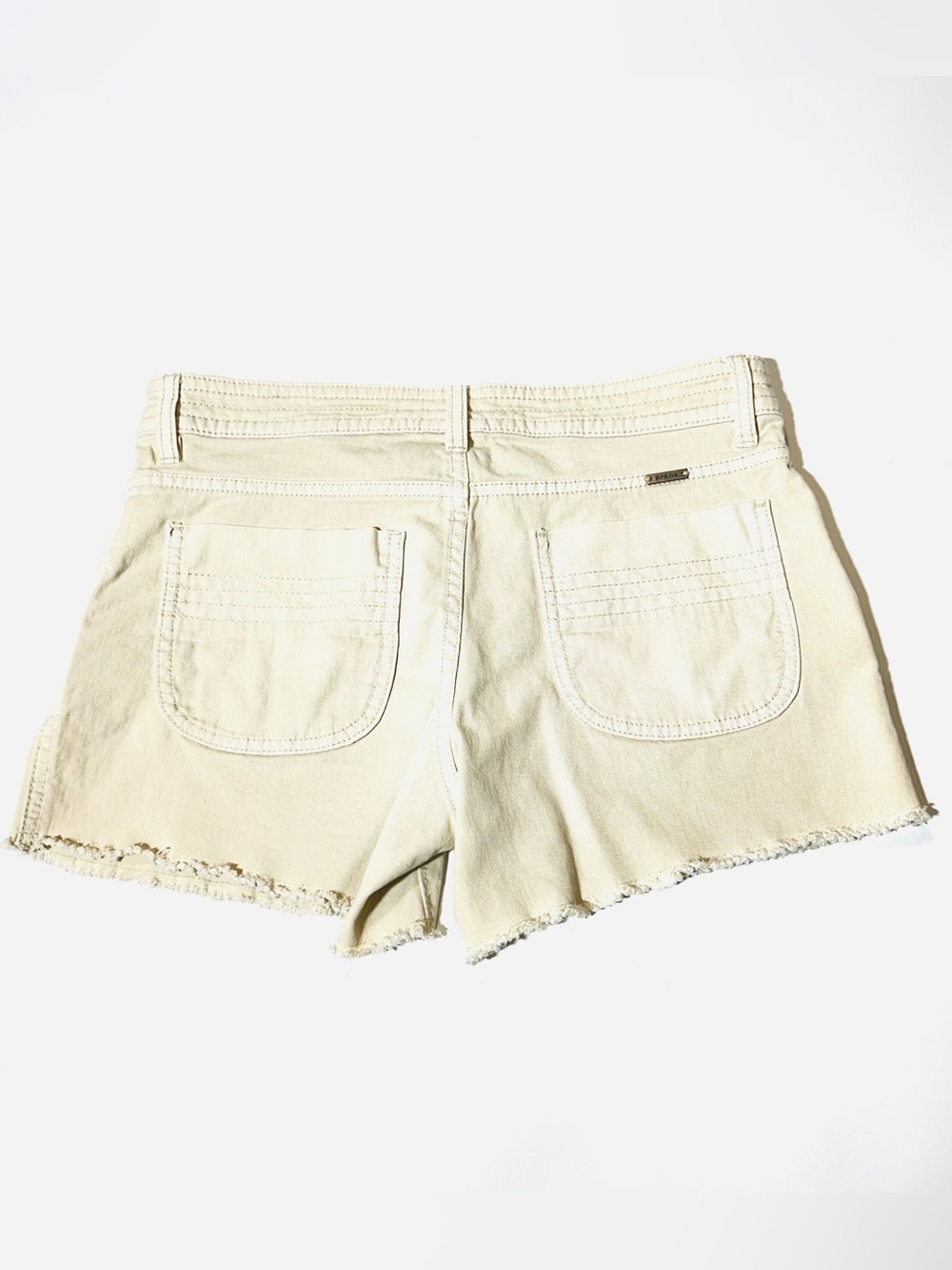 prAna Organic Cotton Khaki Denim Shorts Women’s Size 4 Beige Stretch waist 30in - Picture 5 of 6